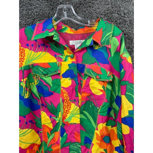 Diane Von Furstenberg Jacket Womens Plus 1X Multi Floral Lined Tropical Colorful - Picture 6 of 15